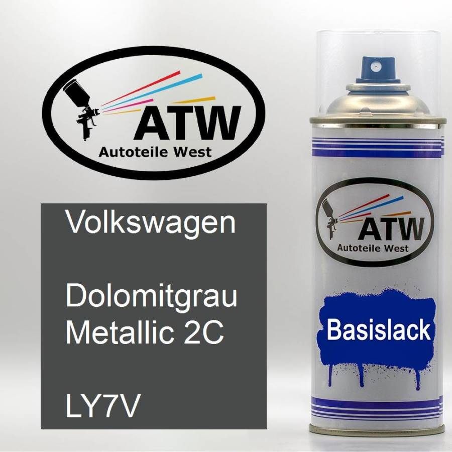 Volkswagen, Dolomitgrau Metallic 2C, LY7V: 400ml Sprühdose, von ATW Autoteile West.